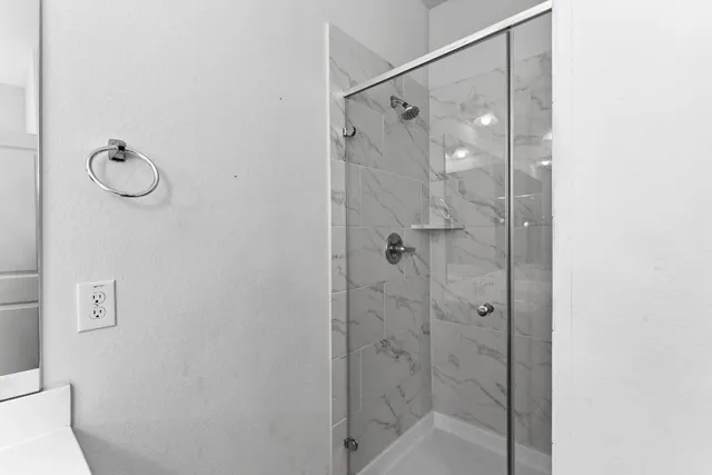 a bathroom with a bathtub