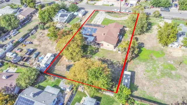 an aerial view of a house