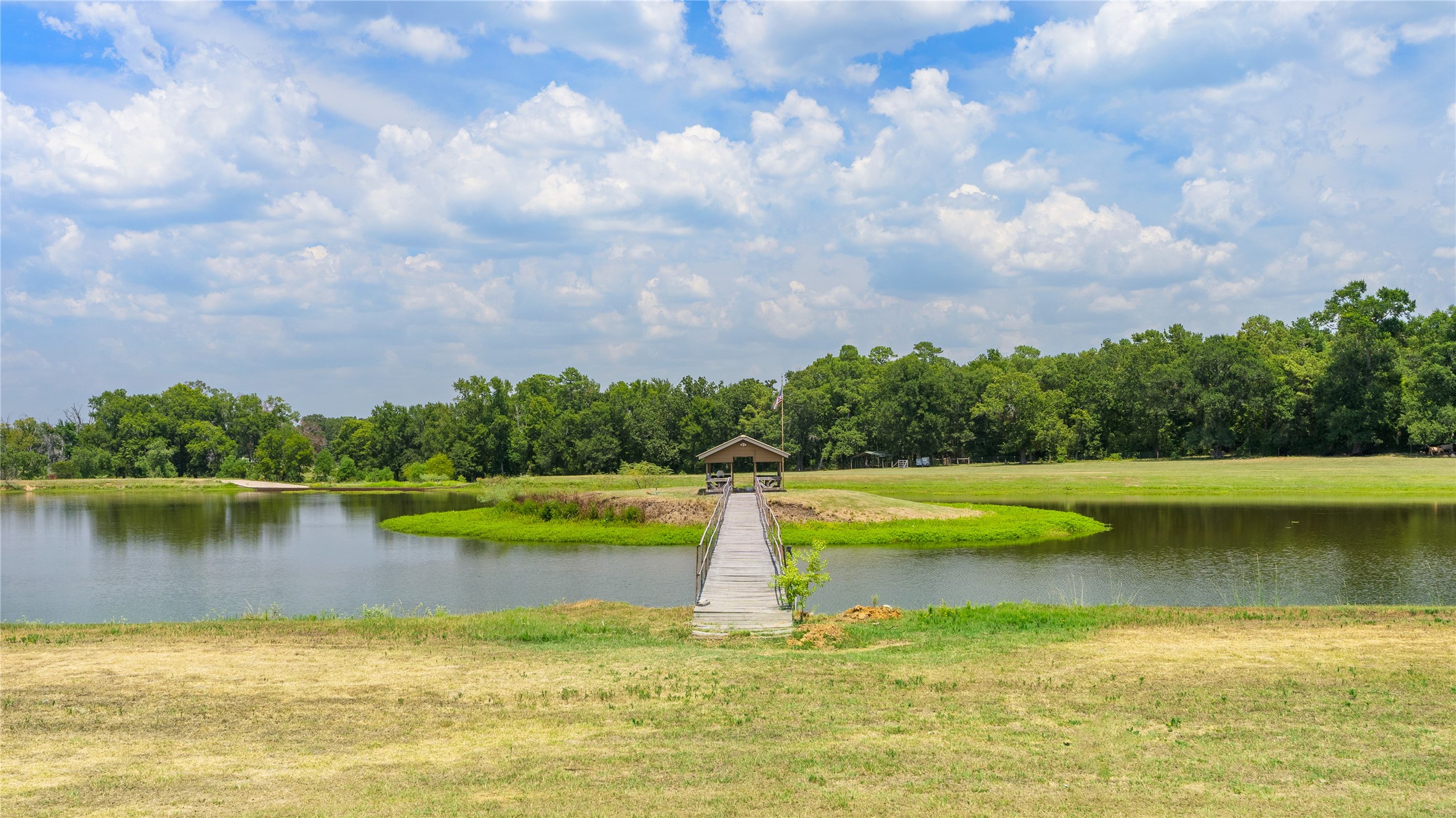 41115 Community Road Magnolia, TX 77354 - Photo 10 of 28 a view of a lake with a house in the background