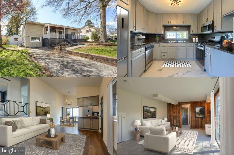 a kitchen with stainless steel appliances granite countertop a stove a refrigerator a sink dishwasher and white cabinets next to a window