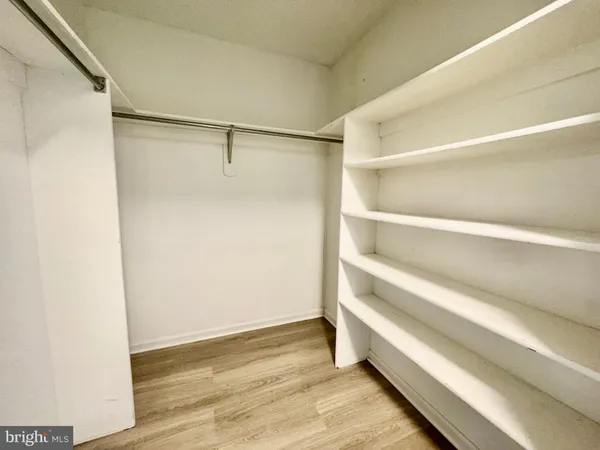 a view of an empty walk in closet