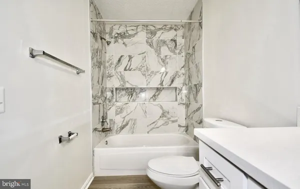 a bathroom with a toilet and a bathtub