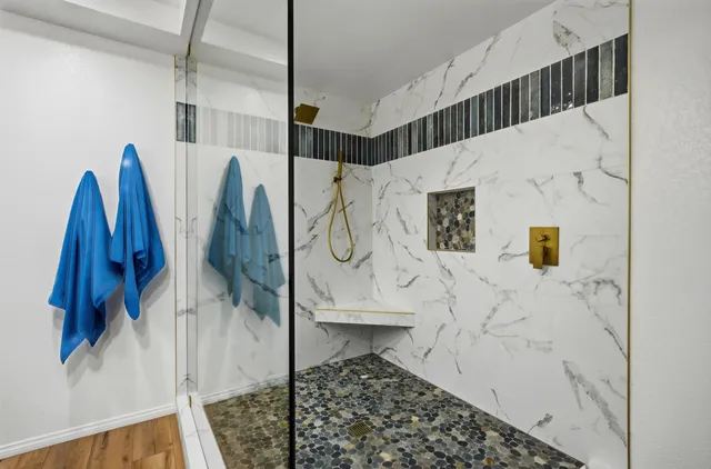 a bathroom with a shower