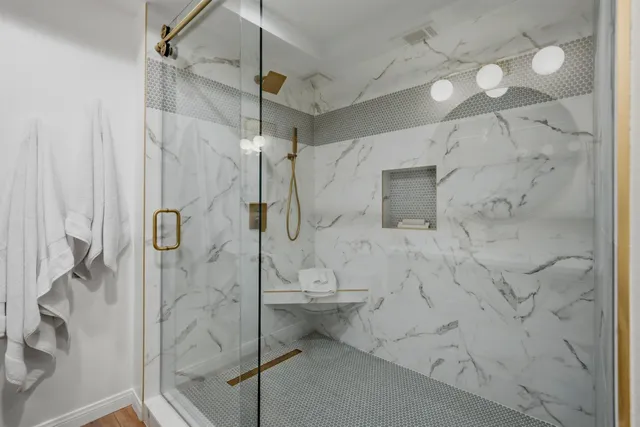 a bathroom with a shower