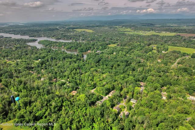a view of a field of grass and trees