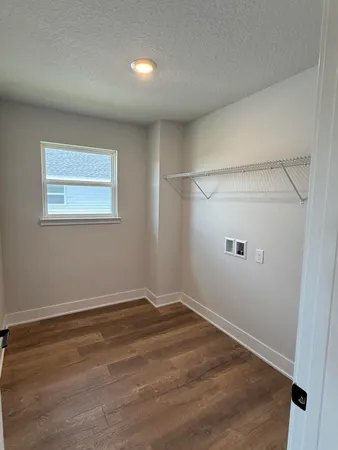 an empty room with a workbench