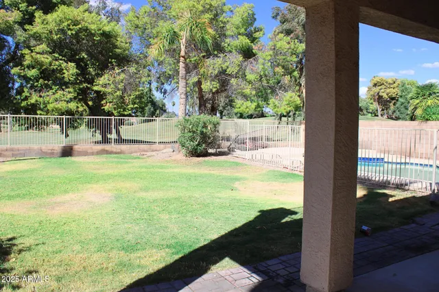 a view of yard from deck