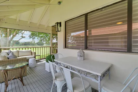 a balcony with furniture