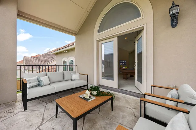 a living room with furniture