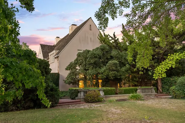 a view of a garden with flowers