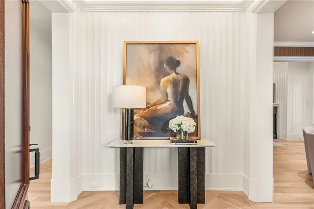 a mirror with a table