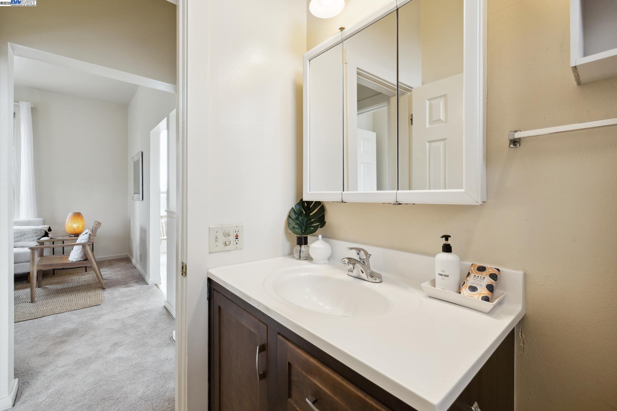 1820 3rd Street Alameda, CA 94501 - Photo 23 of 60 a bathroom with a sink and a mirror