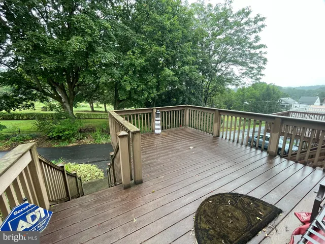 a deck view with a wooden floor