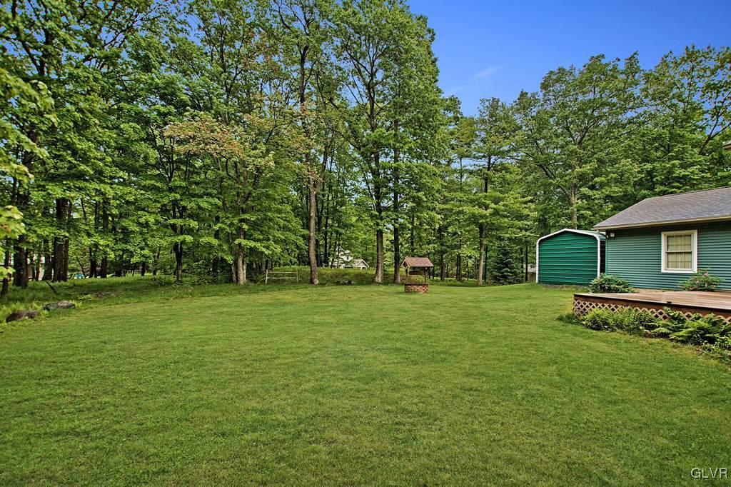 1362 Slutter Road Pocono Lake, PA 18347 - Photo 4 of 41 a backyard of a house with plants and large trees