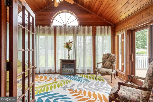 a view of a bedroom with a bed and glass door