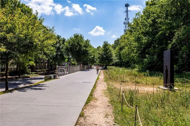 a view of backyard with seating space