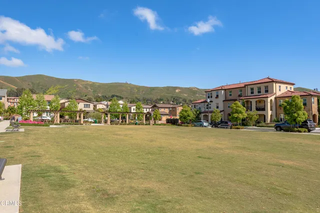 a view of a big yard next to a building