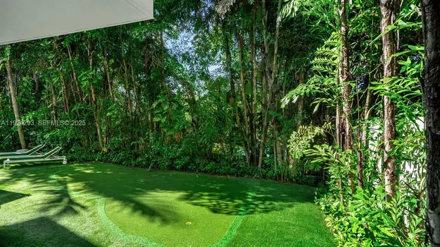 a view of a yard with a trees