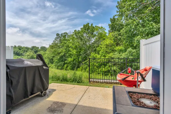 a building outdoor space with patio furniture