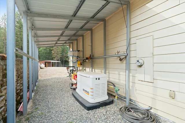 a view of balcony with a large window