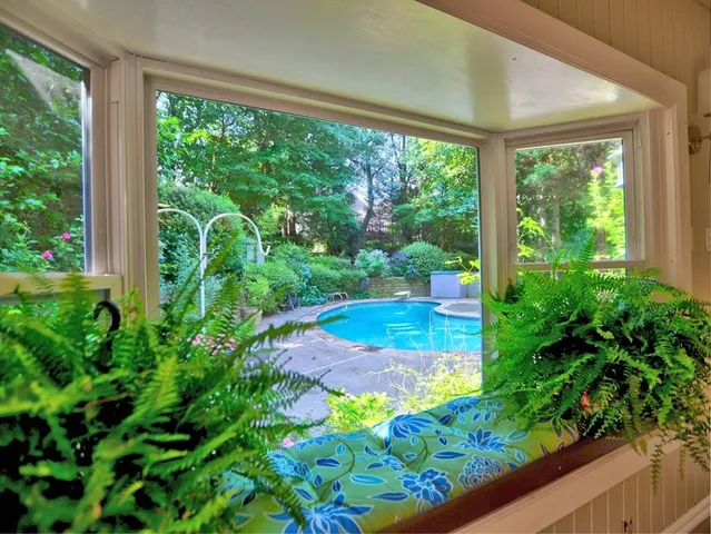 a view of a garden from a window