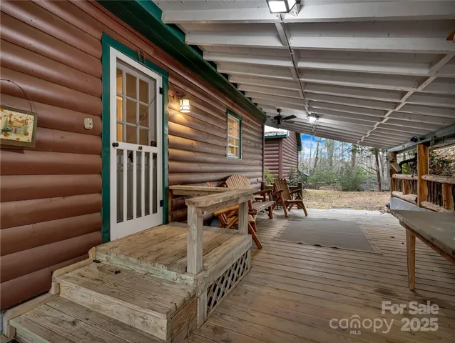 a view of a porch with furniture