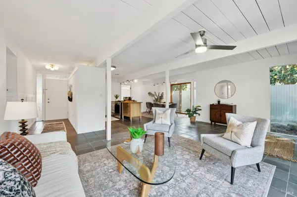 a living room with furniture