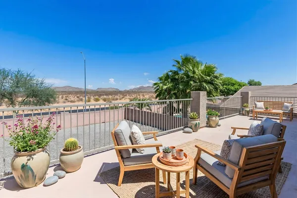 a outdoor view with a sitting space