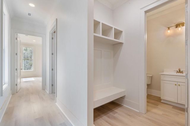 a bathroom with a bathtub