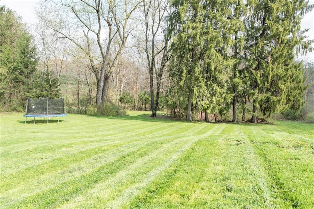 4041 Dickey Road Gibsonia, PA 15044 - Photo 22 of 23 No, that's not a park. It's your back yard! Plus there is way more property to enjoy on both sides and beyond the tall trees. The back yard continues to a level space that reportedly housed a tennis court and pool at one time. You may never want to leave home.