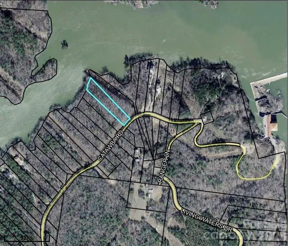 a view of a tree in a backyard of a house