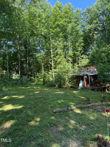 a view of a tree in a yard with a house