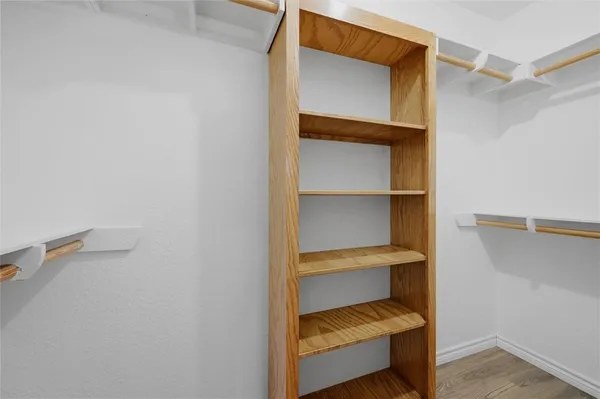 a view of an empty walk in closet