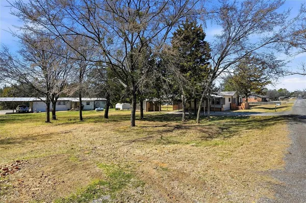 a view of a yard with trees