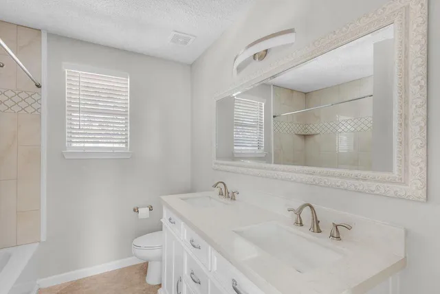 a bathroom with a sink toilet and mirror