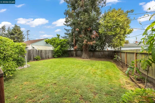 a backyard of a house with lots of green space