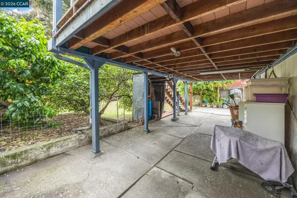 a view of a shaded area in back yard
