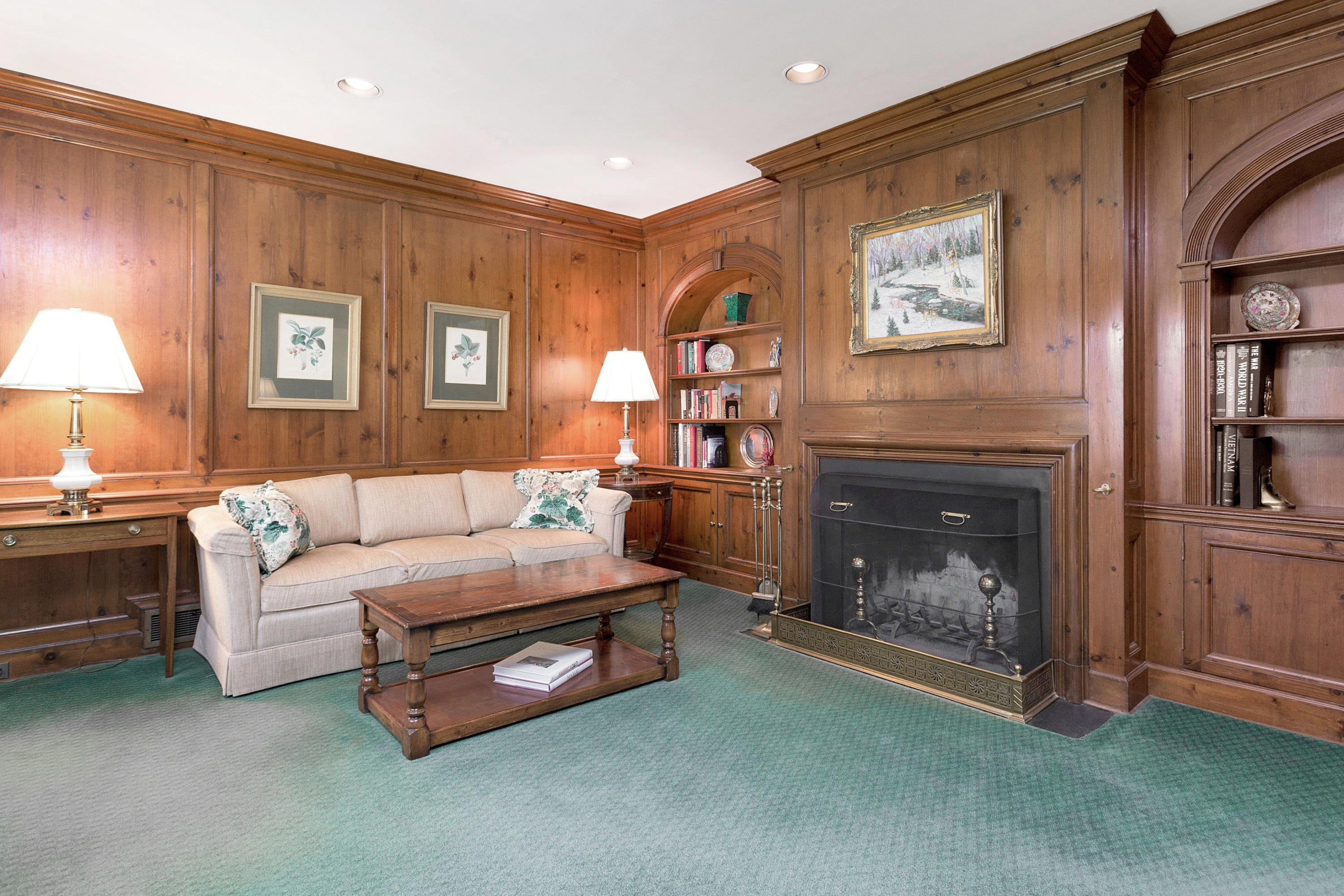 87 Ridge Acres Road Darien, CT 06820 - Photo 8 of 36 a living room with furniture and a fireplace