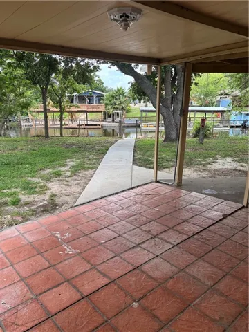 a view of a park with a large trees