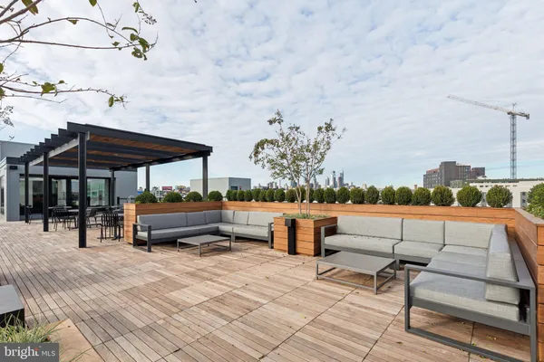 a view of outdoor space with seating