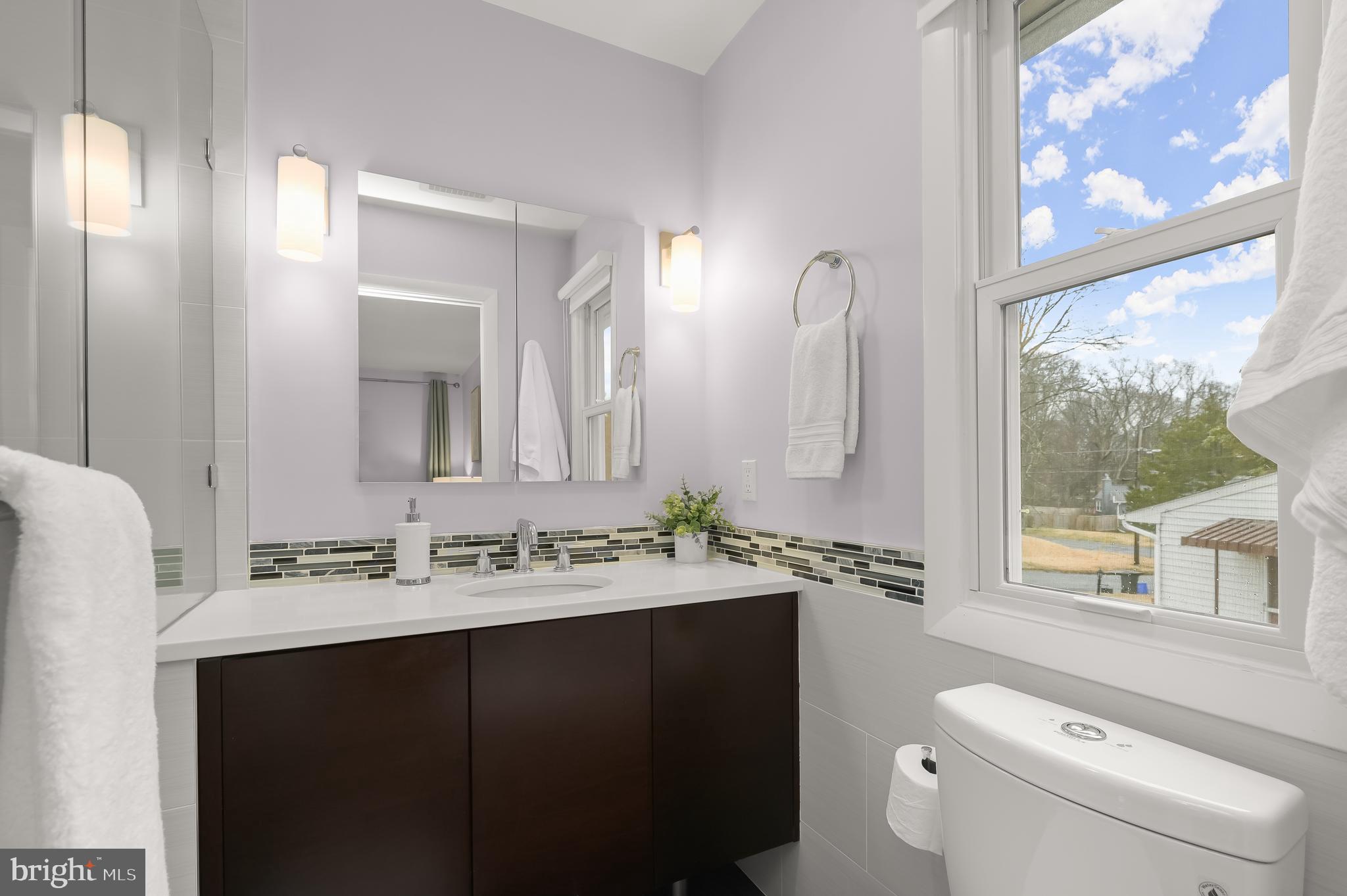 10600 Lilac Place Silver Spring, MD 20903 - Photo 25 of 43 a bathroom with a sink a toilet a mirror and a window