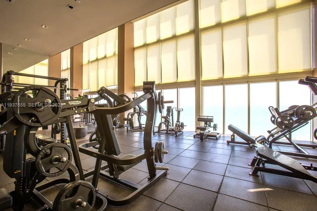 a view of a room with gym equipment