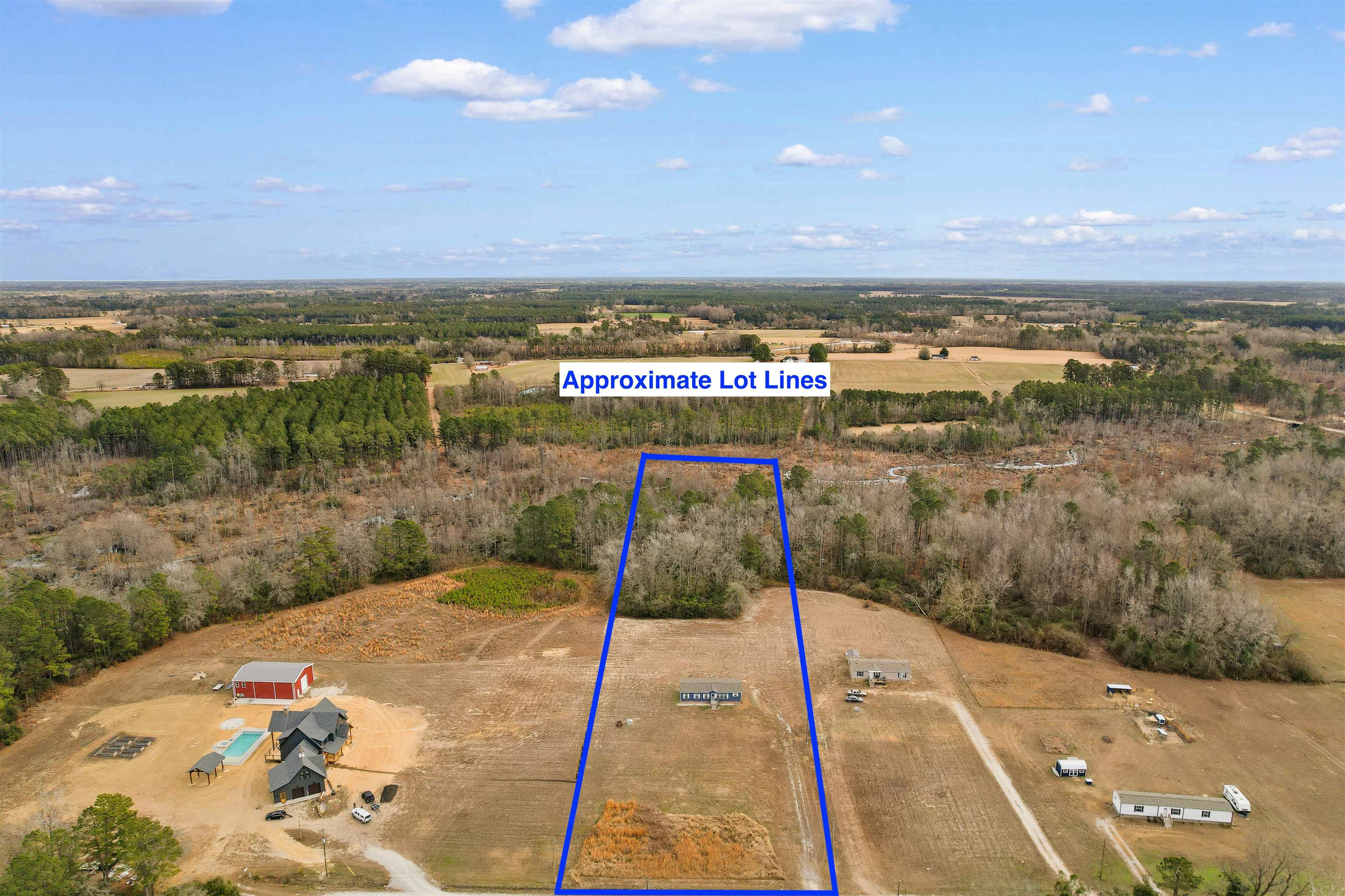 2482 Wigley Road Loris, SC 29569 - Photo 3 of 39 Overview of rural landscape featuring property boundaries highlighted