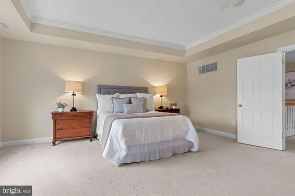 a bedroom with a bed and a closet