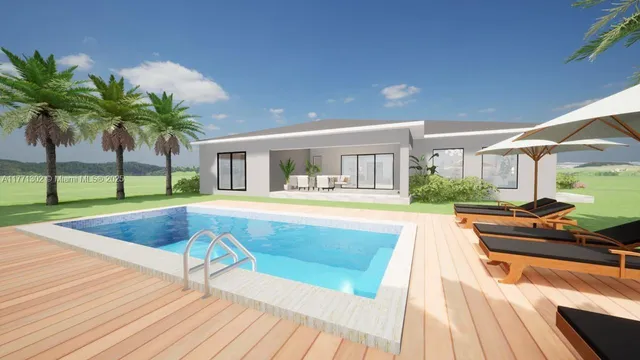 a building outdoor space with patio furniture and potted plants