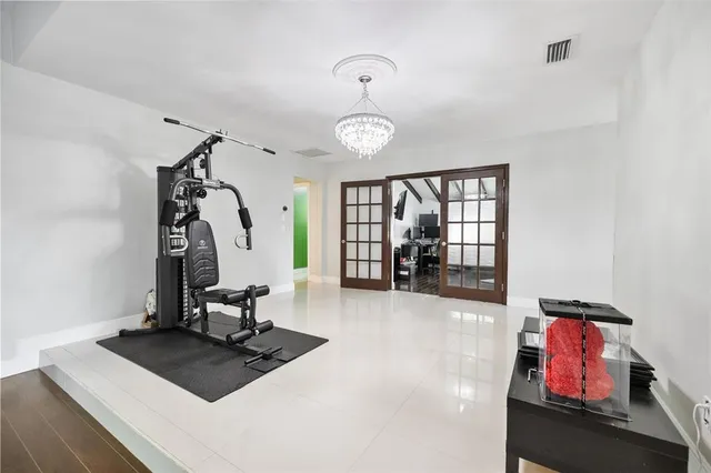 a view of a room with gym equipment