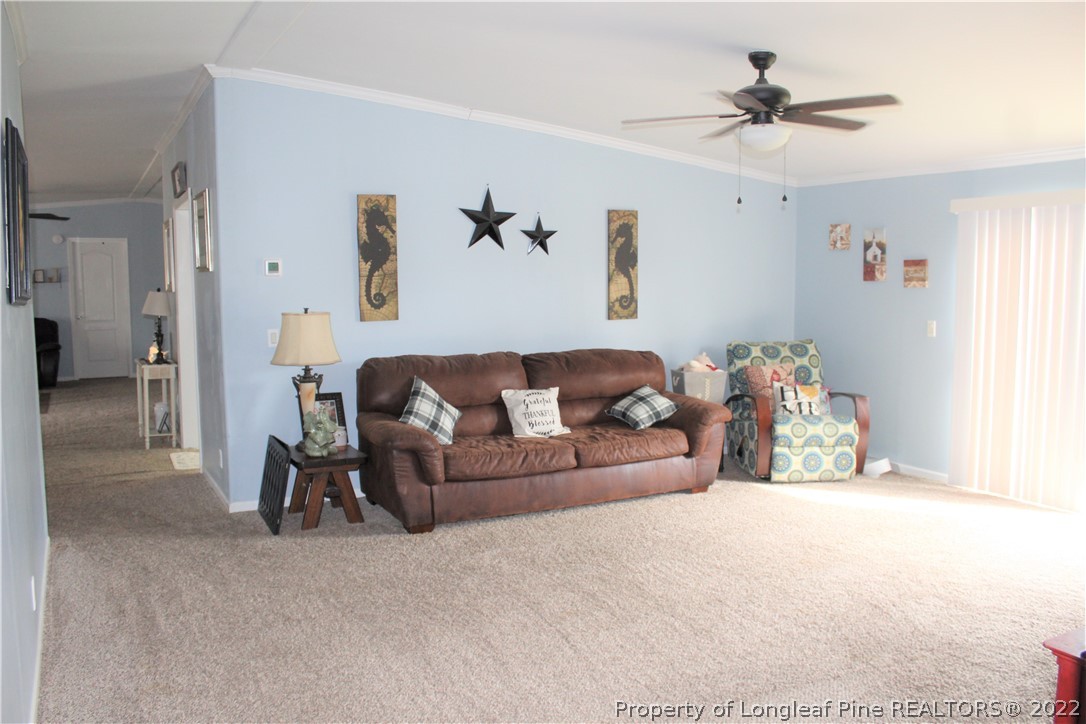 6520 Faircloth Bridge Road Stedman, NC 28391 - Photo 5 of 39 a living room with furniture and a ceiling fan