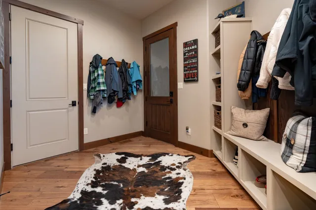 a view of a bathroom with a tub