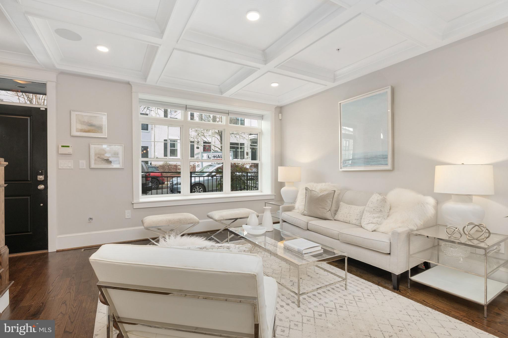 1921 35th Place Northwest, Unit 2 Washington, DC 20007 - Photo 3 of 29 Spacious living room with coffered ceilings