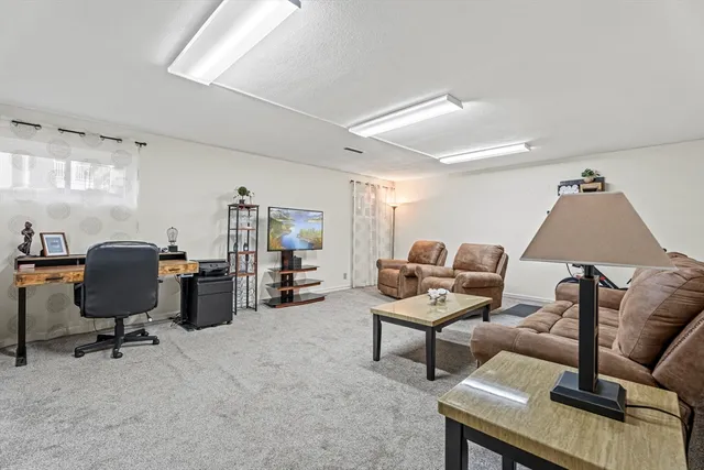 a living room with furniture and a couch